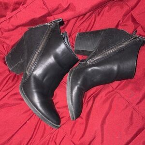 DV by Dolce Vita Black Leather Ankle Booties with Side Zipper